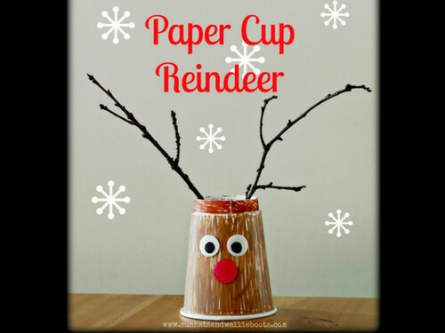 Christmas Crafts for kids paper cup reindeer