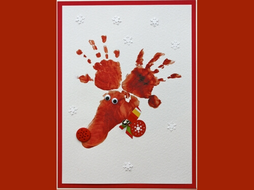 Christmas crafts for kids hand and footprint reindeer