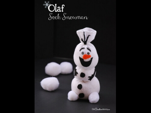 Christmas crafts for kids olaf sock snowman